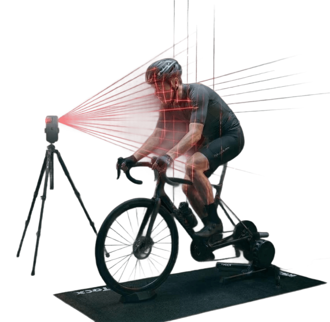 Cyclist on bike trainer